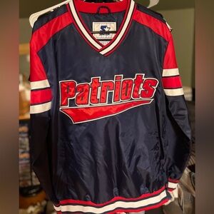 Patriots Navy and Red Pullover Starter Jacket